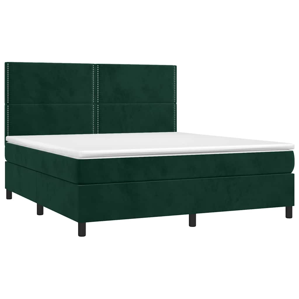 Boxspring met matras en LED fluweel donkergroen 180x200 cm is nu te koop bij PeponiXL, paradijselijk wonen!