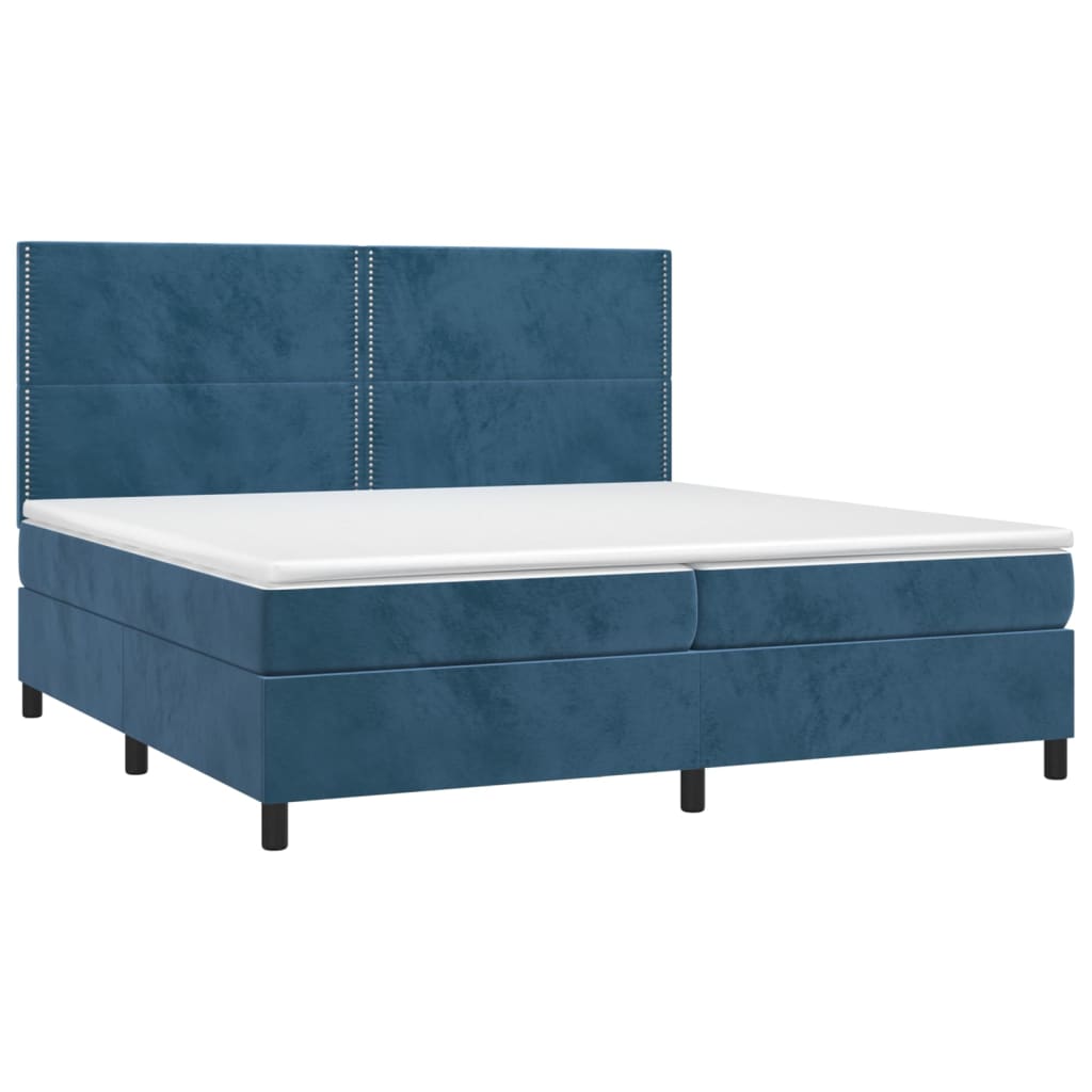 Boxspring met matras en LED fluweel donkerblauw 200x200 cm is nu te koop bij PeponiXL, paradijselijk wonen!