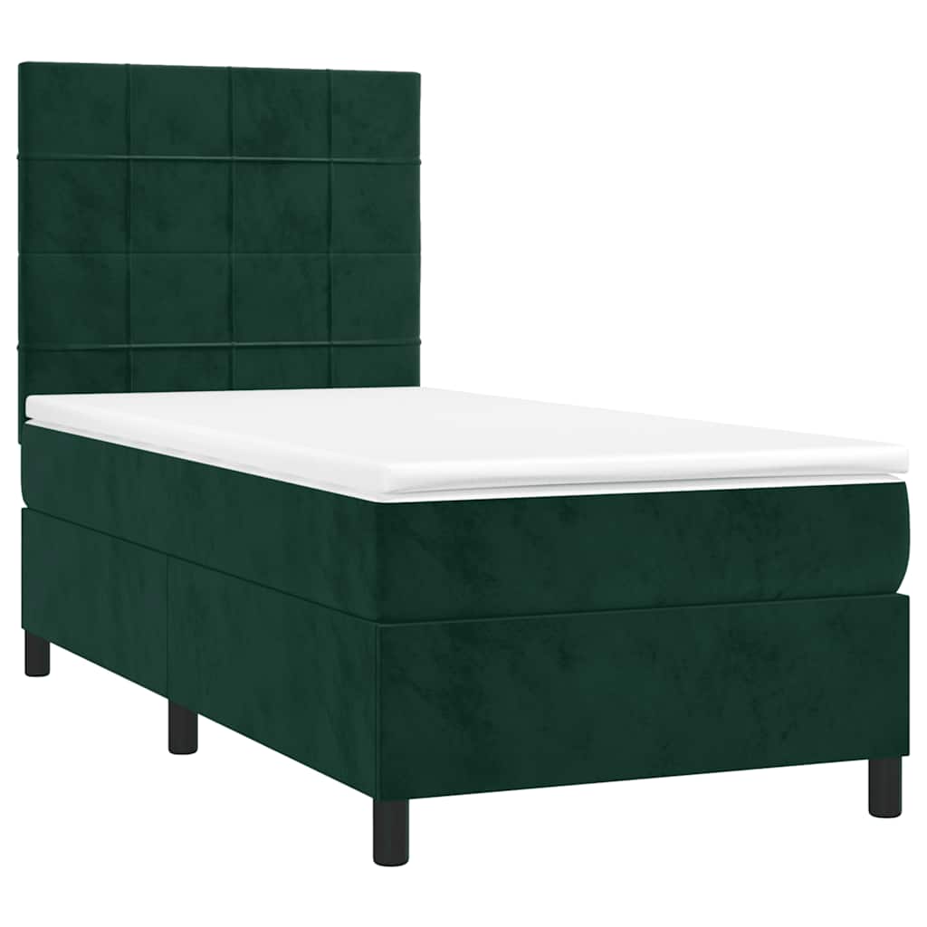 Boxspring met matras en LED fluweel donkergroen 80x200 cm is nu te koop bij PeponiXL, paradijselijk wonen!