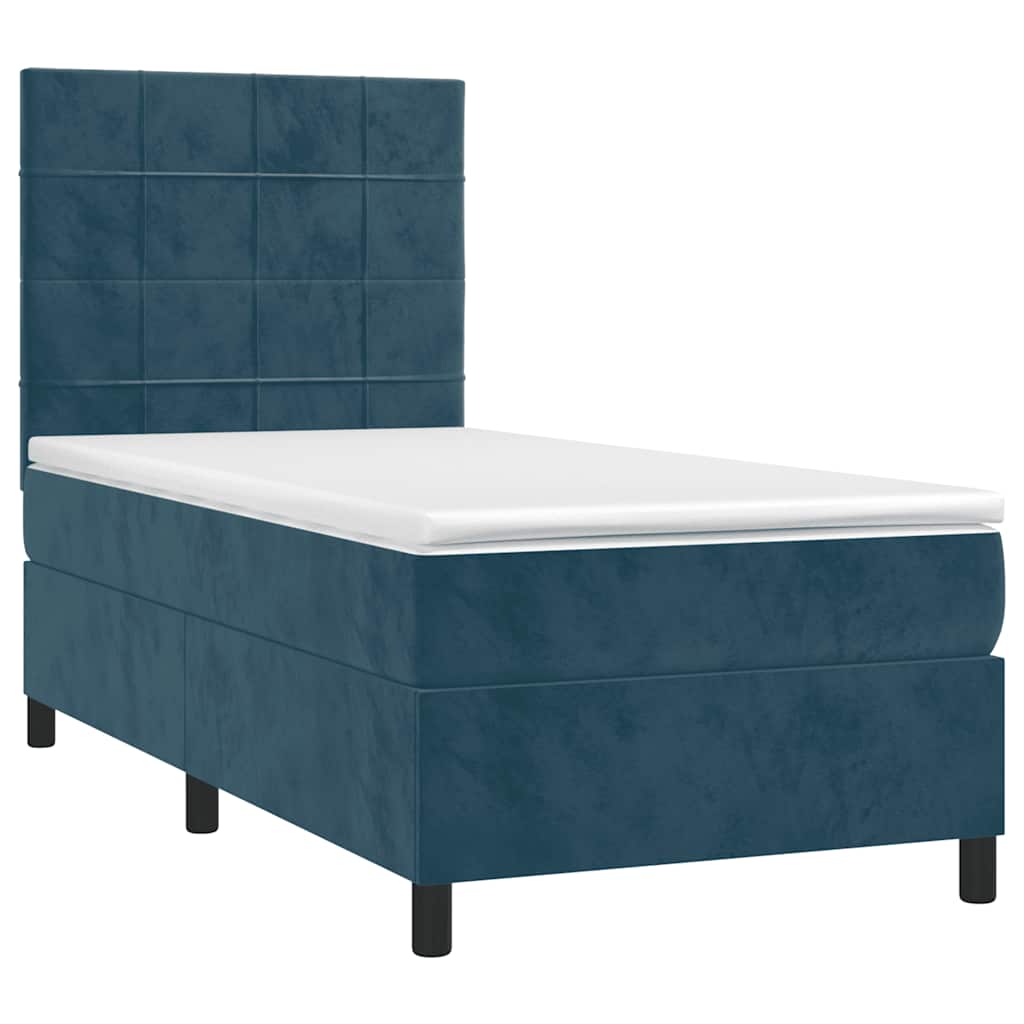 Boxspring met matras en LED fluweel donkerblauw 80x200 cm is nu te koop bij PeponiXL, paradijselijk wonen!