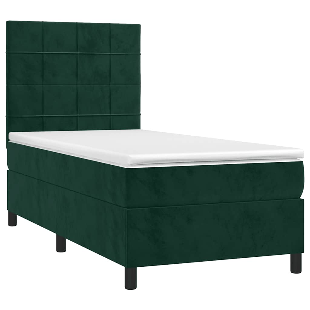Boxspring met matras en LED fluweel donkergroen 100x200 cm is nu te koop bij PeponiXL, paradijselijk wonen!