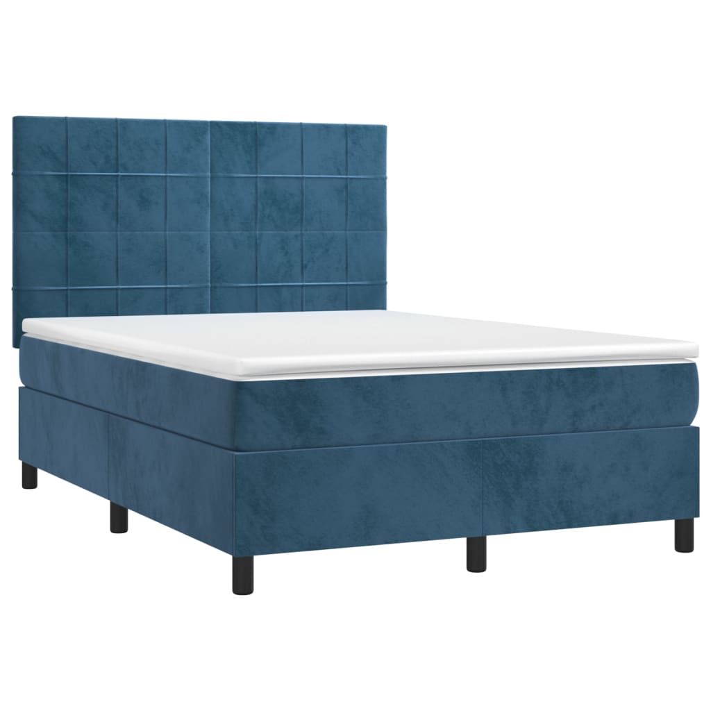 Boxspring met matras en LED fluweel donkerblauw 140x200 cm is nu te koop bij PeponiXL, paradijselijk wonen!