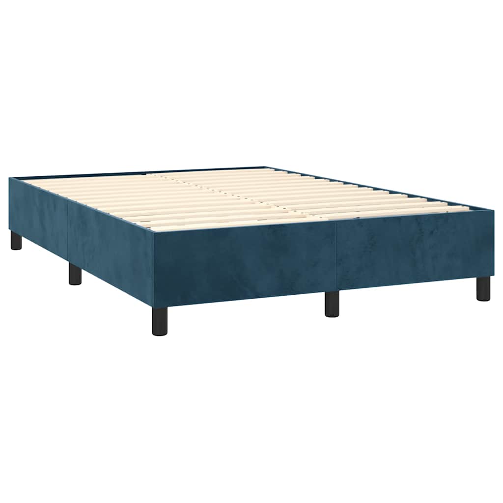 Boxspring met matras en LED fluweel donkerblauw 140x200 cm is nu te koop bij PeponiXL, paradijselijk wonen!