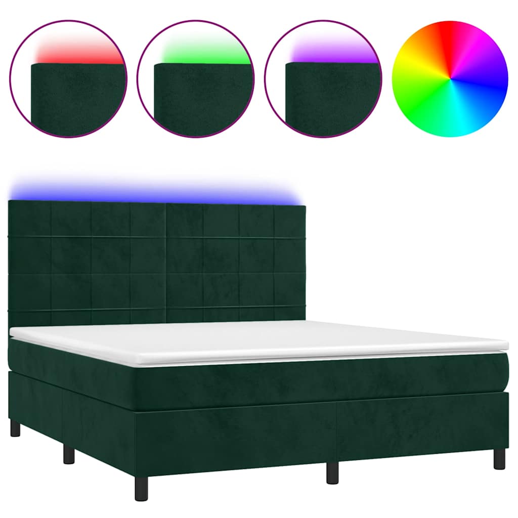Boxspring met matras en LED fluweel donkergroen 160x200 cm is nu te koop bij PeponiXL, paradijselijk wonen!