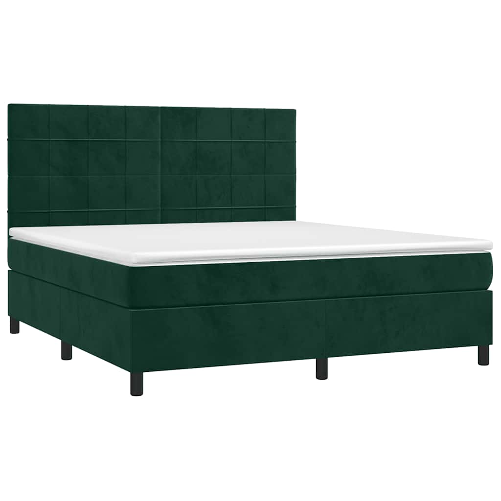 Boxspring met matras en LED fluweel donkergroen 160x200 cm is nu te koop bij PeponiXL, paradijselijk wonen!