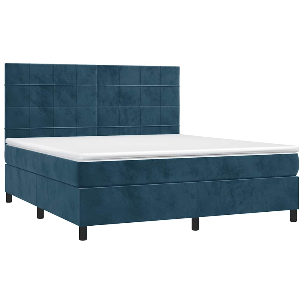 Boxspring met matras en LED fluweel donkerblauw 160x200 cm is nu te koop bij PeponiXL, paradijselijk wonen!