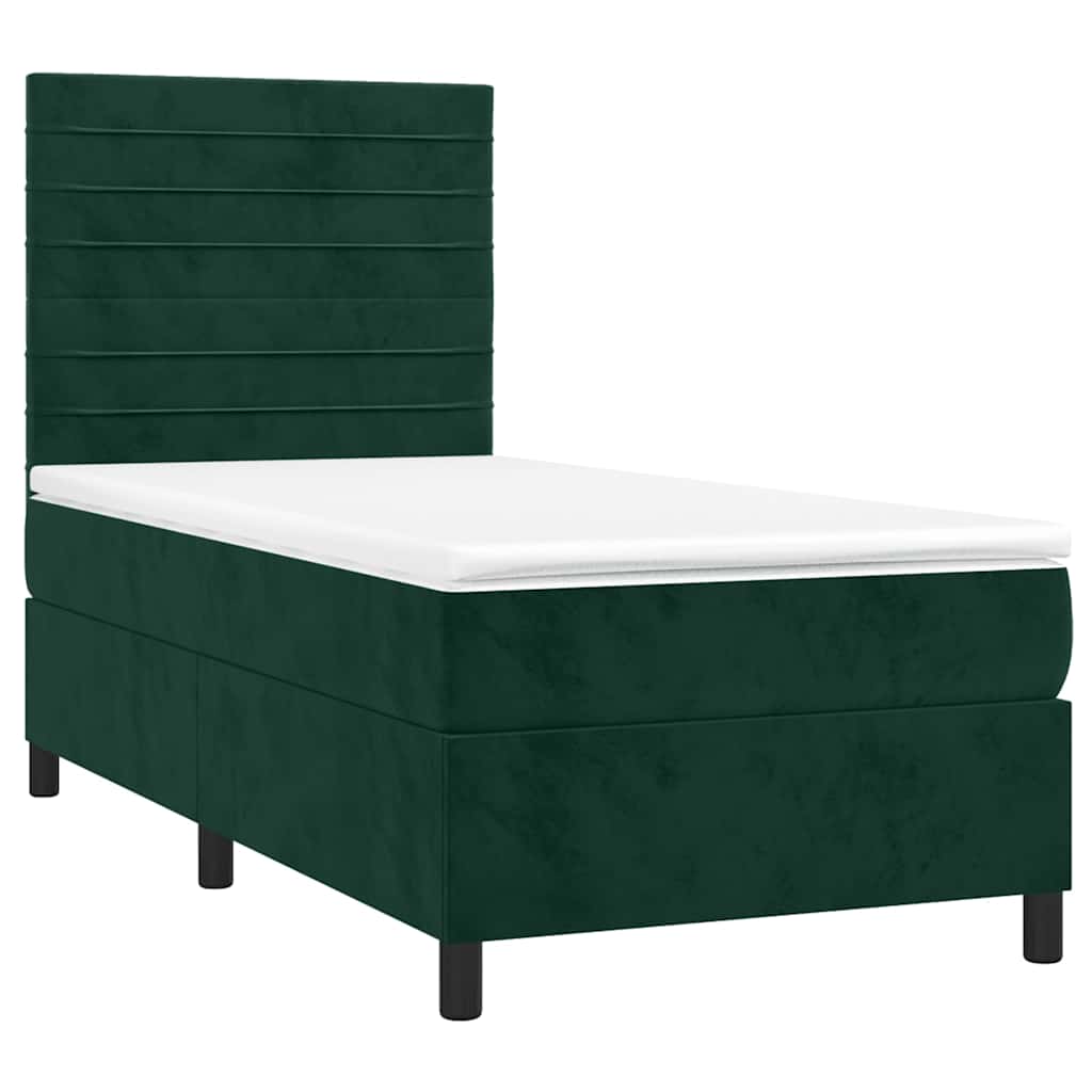 Boxspring met matras en LED fluweel donkergroen 80x200 cm is nu te koop bij PeponiXL, paradijselijk wonen!