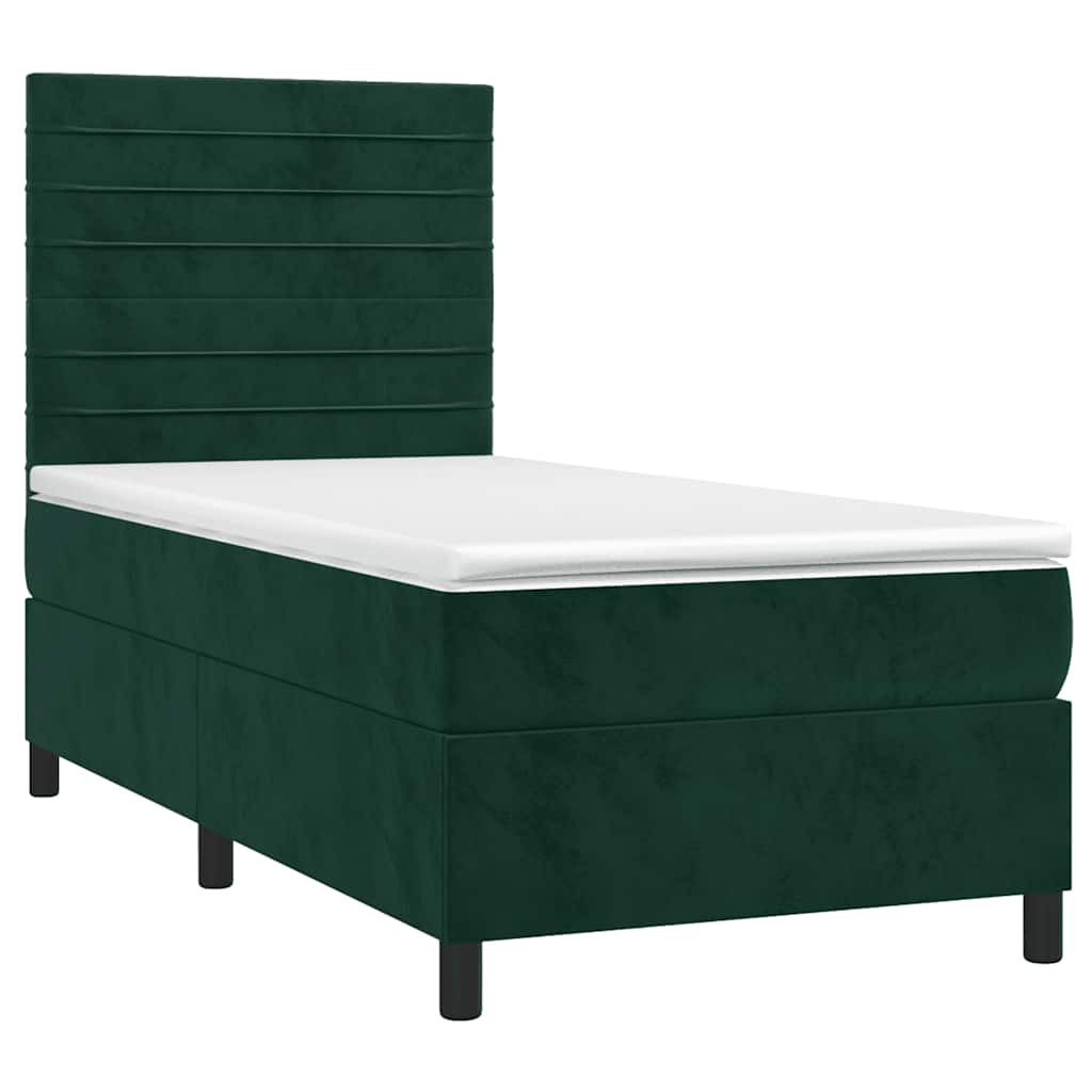 Boxspring met matras en LED fluweel donkergroen 100x200 cm is nu te koop bij PeponiXL, paradijselijk wonen!