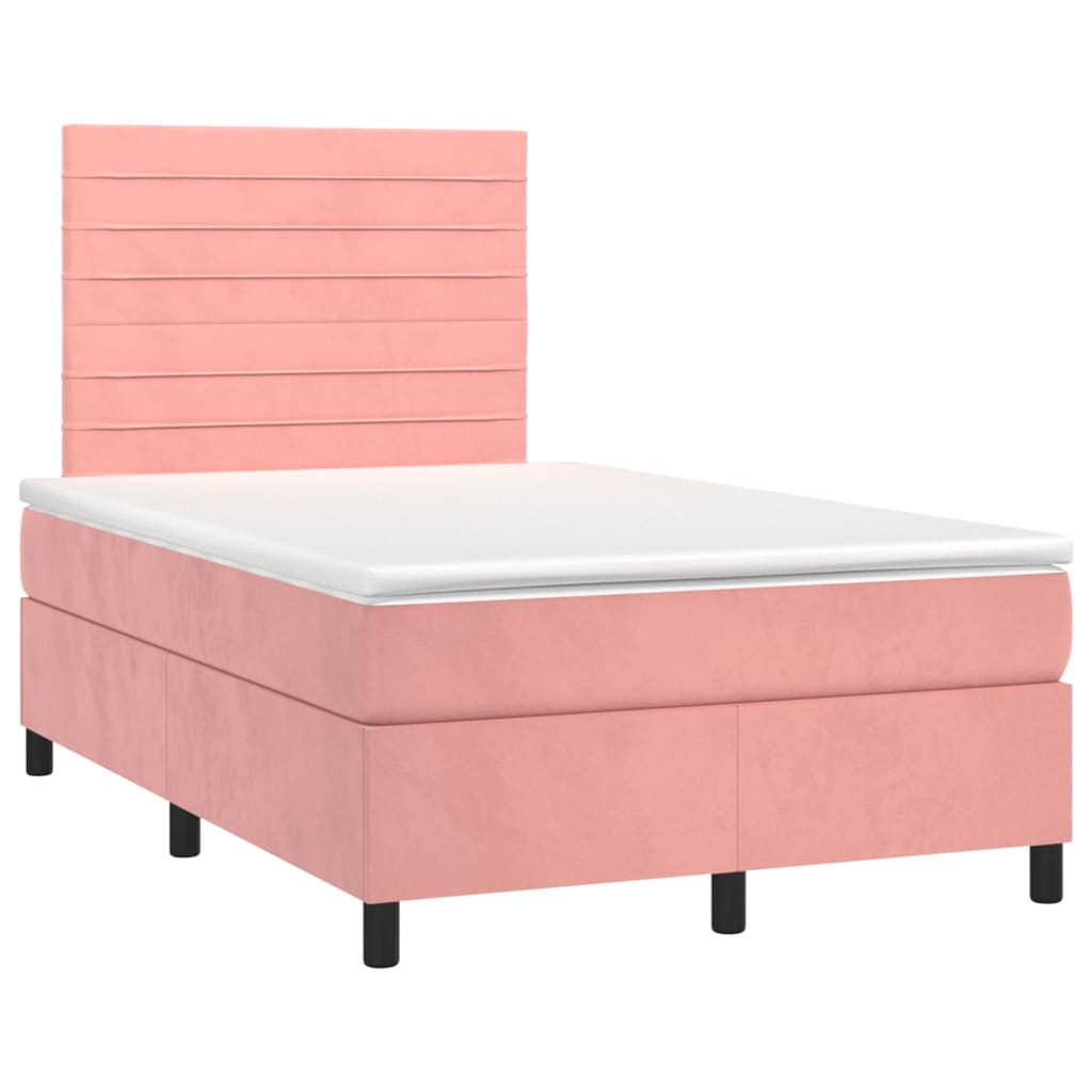 Boxspring met matras en LED fluweel roze 120x200 cm is nu te koop bij PeponiXL, paradijselijk wonen!