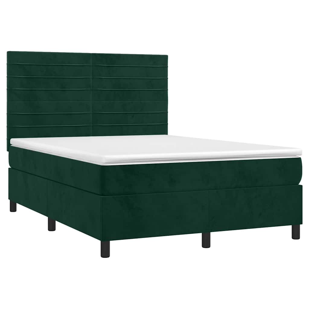 Boxspring met matras en LED fluweel donkergroen 140x200 cm is nu te koop bij PeponiXL, paradijselijk wonen!