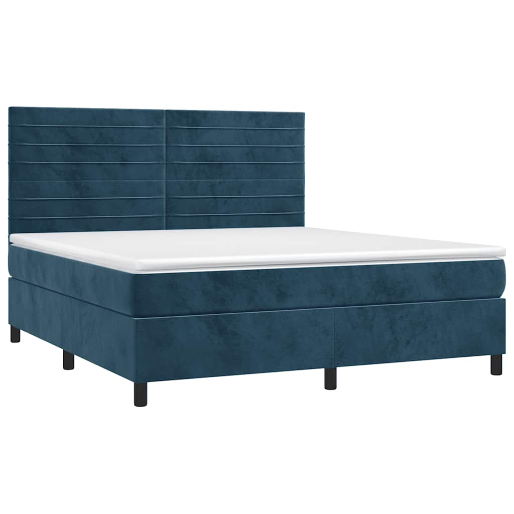 Boxspring met matras en LED fluweel donkerblauw 180x200 cm is nu te koop bij PeponiXL, paradijselijk wonen!