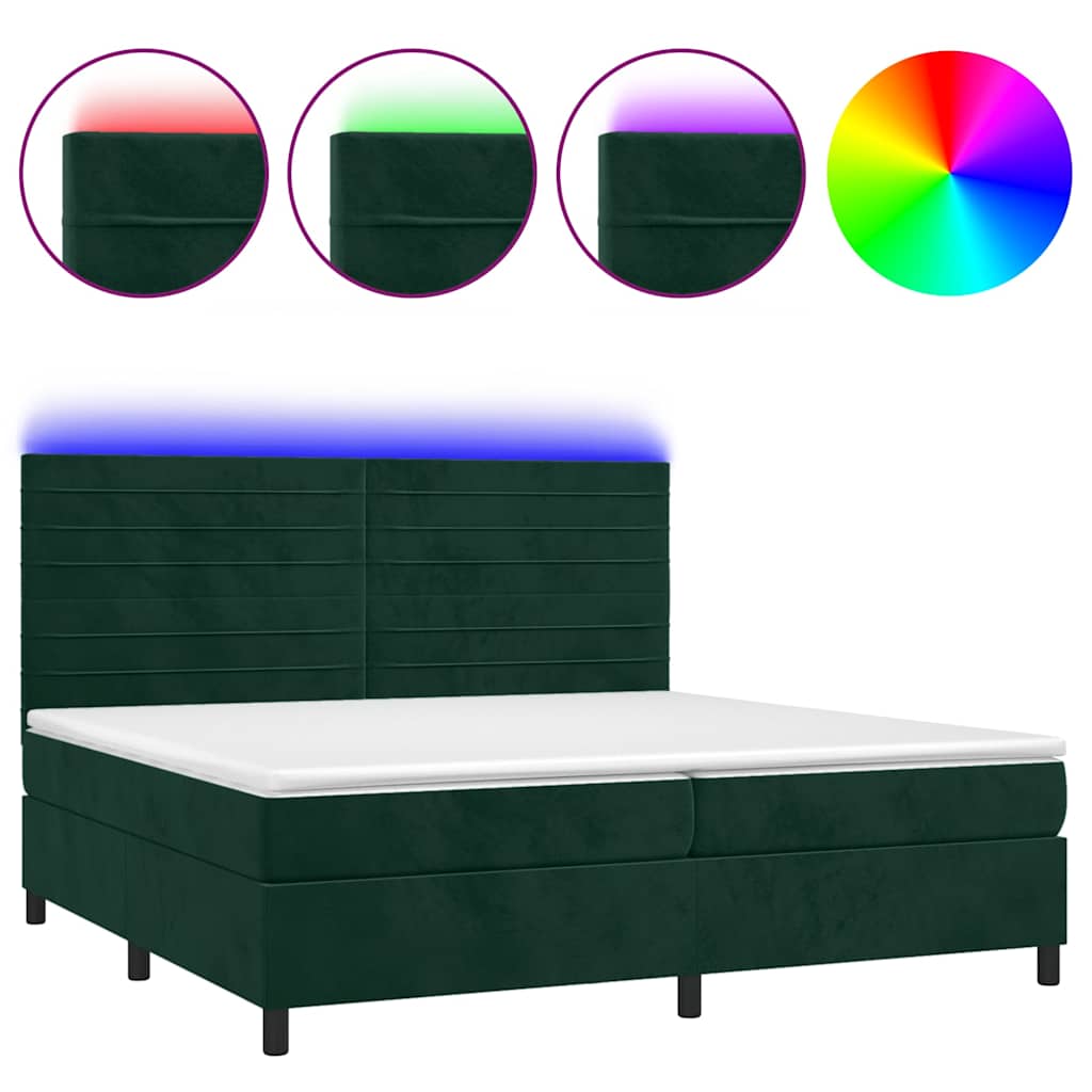 Boxspring met matras en LED fluweel donkergroen 200x200 cm is nu te koop bij PeponiXL, paradijselijk wonen!