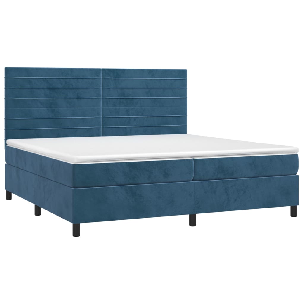 Boxspring met matras en LED fluweel donkerblauw 200x200 cm is nu te koop bij PeponiXL, paradijselijk wonen!