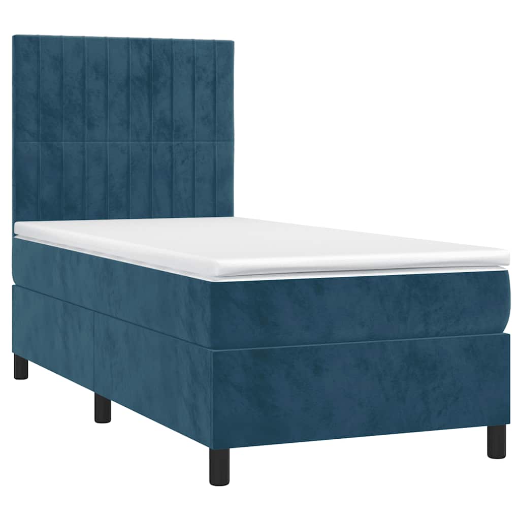 Boxspring met matras en LED fluweel donkerblauw 100x200 cm is nu te koop bij PeponiXL, paradijselijk wonen!