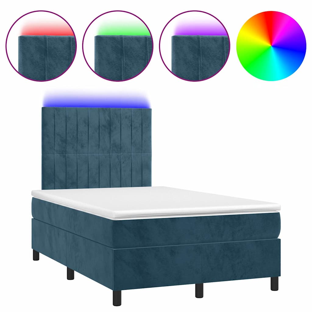 Boxspring met matras en LED fluweel donkerblauw 120x200 cm is nu te koop bij PeponiXL, paradijselijk wonen!