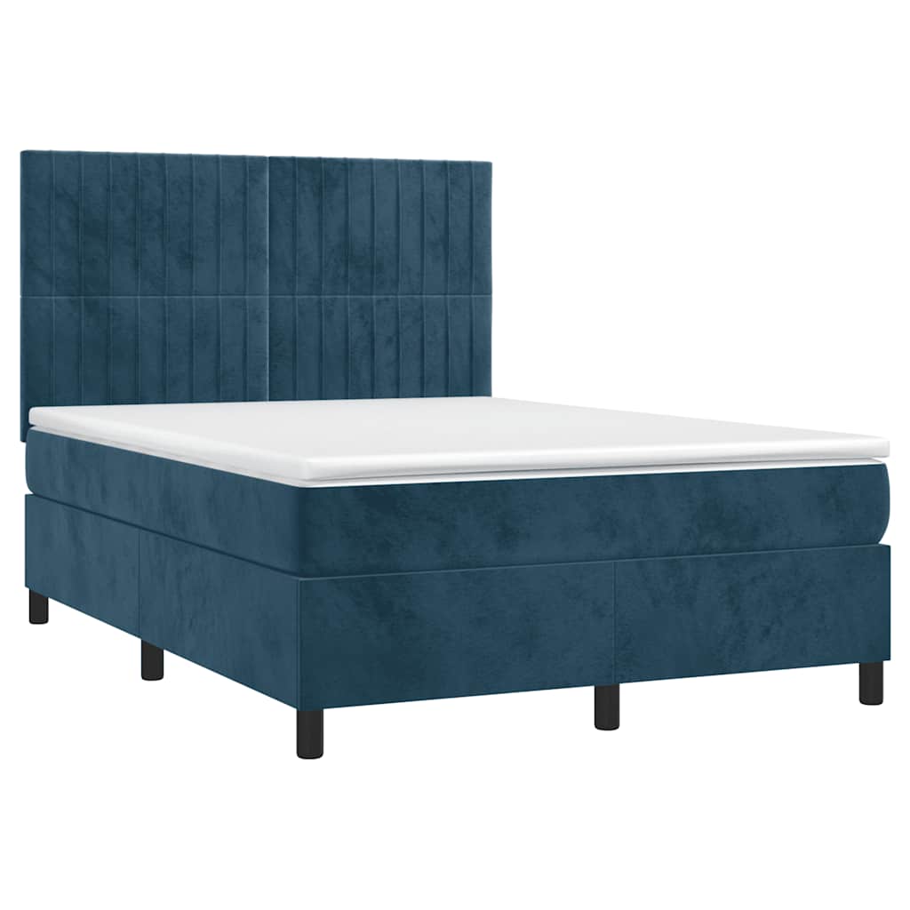 Boxspring met matras en LED fluweel donkerblauw 140x190 cm is nu te koop bij PeponiXL, paradijselijk wonen!