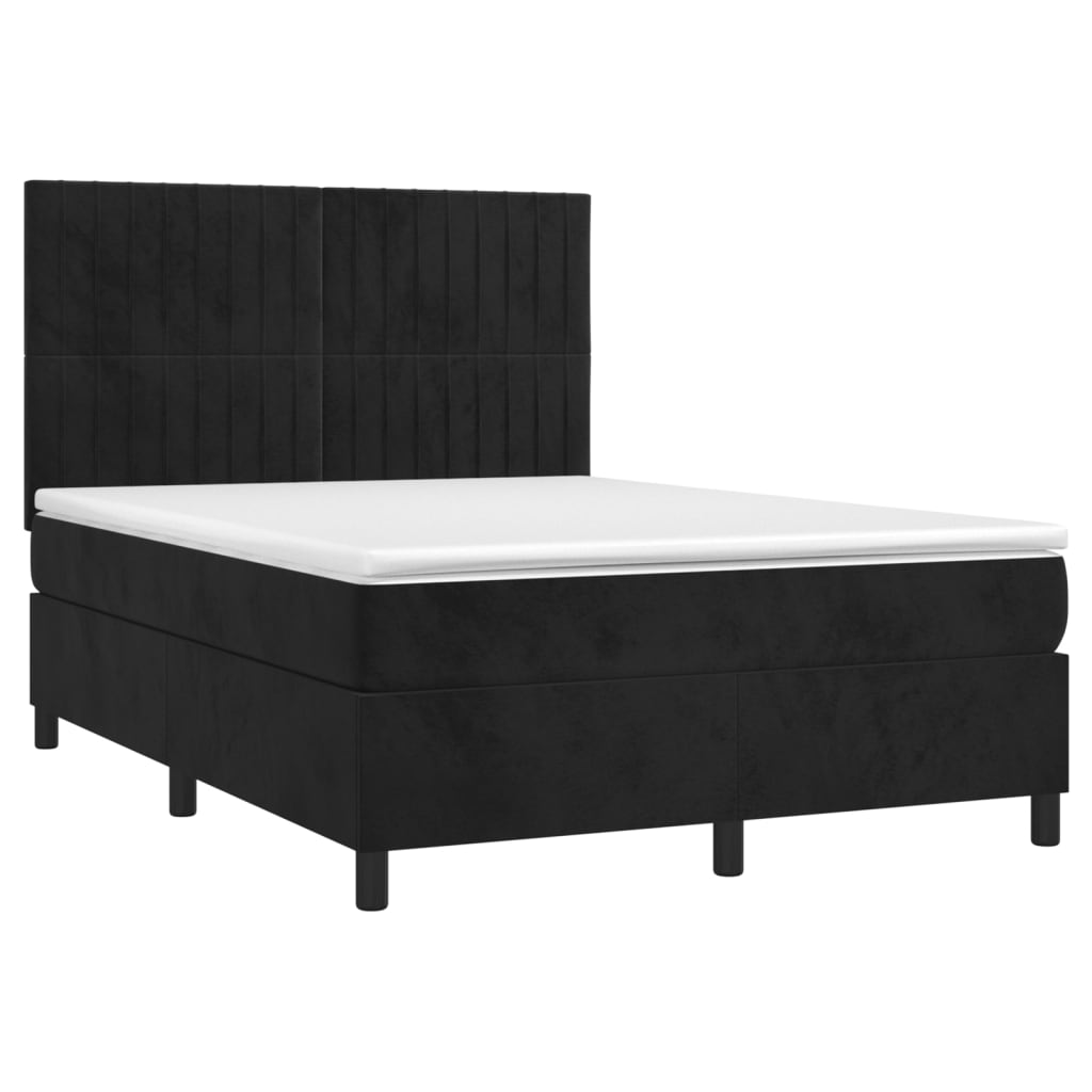 Boxspring met matras en LED fluweel zwart 140x200 cm is nu te koop bij PeponiXL, paradijselijk wonen!