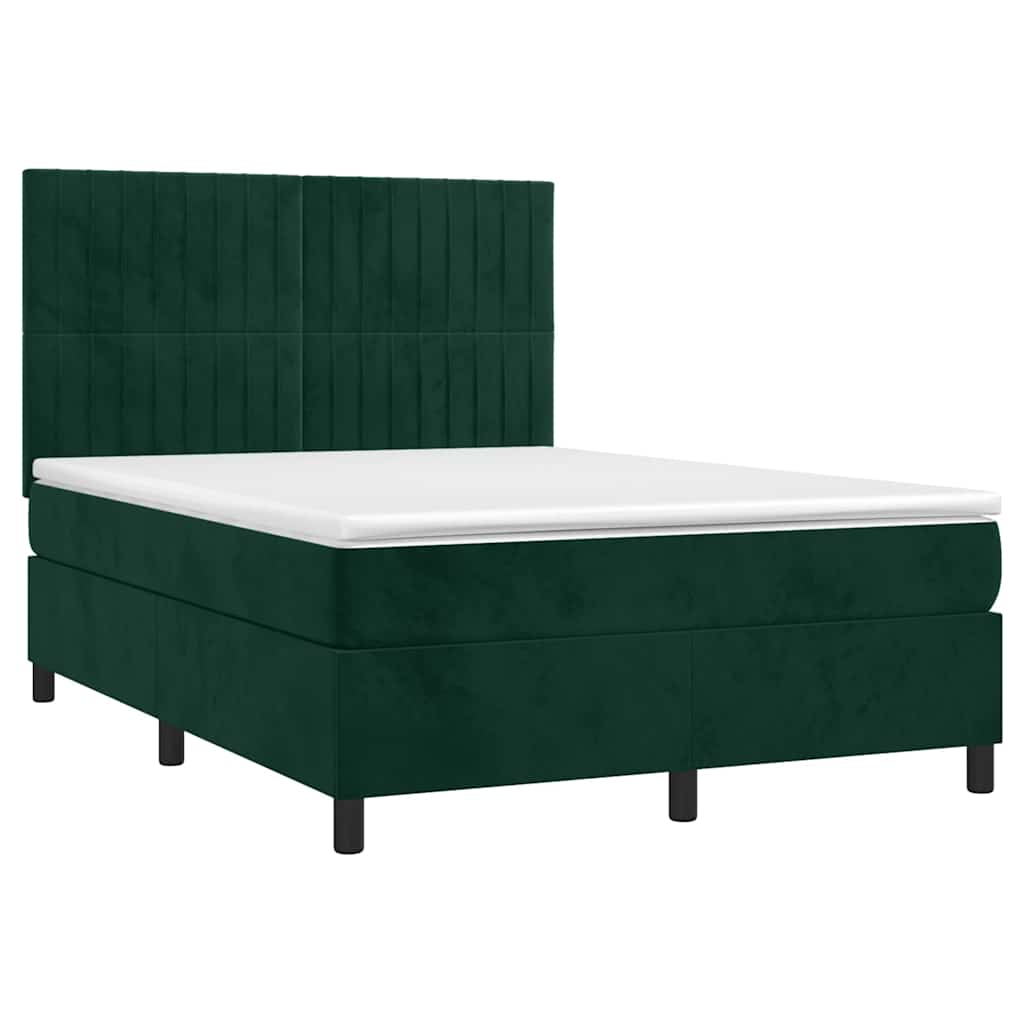 Boxspring met matras en LED fluweel donkergroen 140x200 cm is nu te koop bij PeponiXL, paradijselijk wonen!
