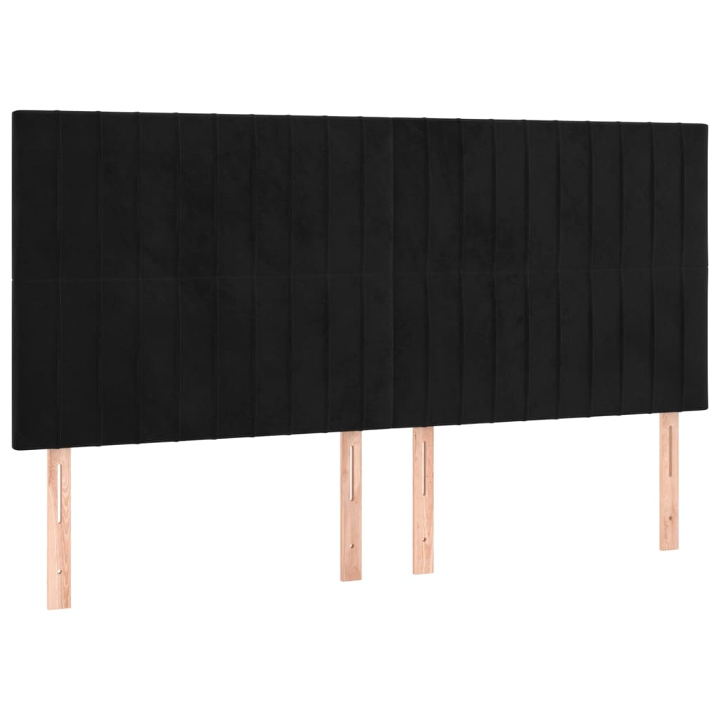 Boxspring met matras en LED fluweel zwart 160x200 cm is nu te koop bij PeponiXL, paradijselijk wonen!
