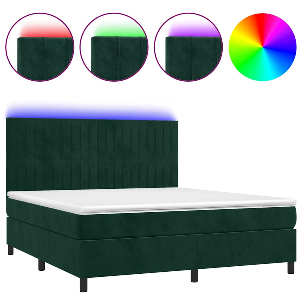 Boxspring met matras en LED fluweel donkergroen 160x200 cm is nu te koop bij PeponiXL, paradijselijk wonen!