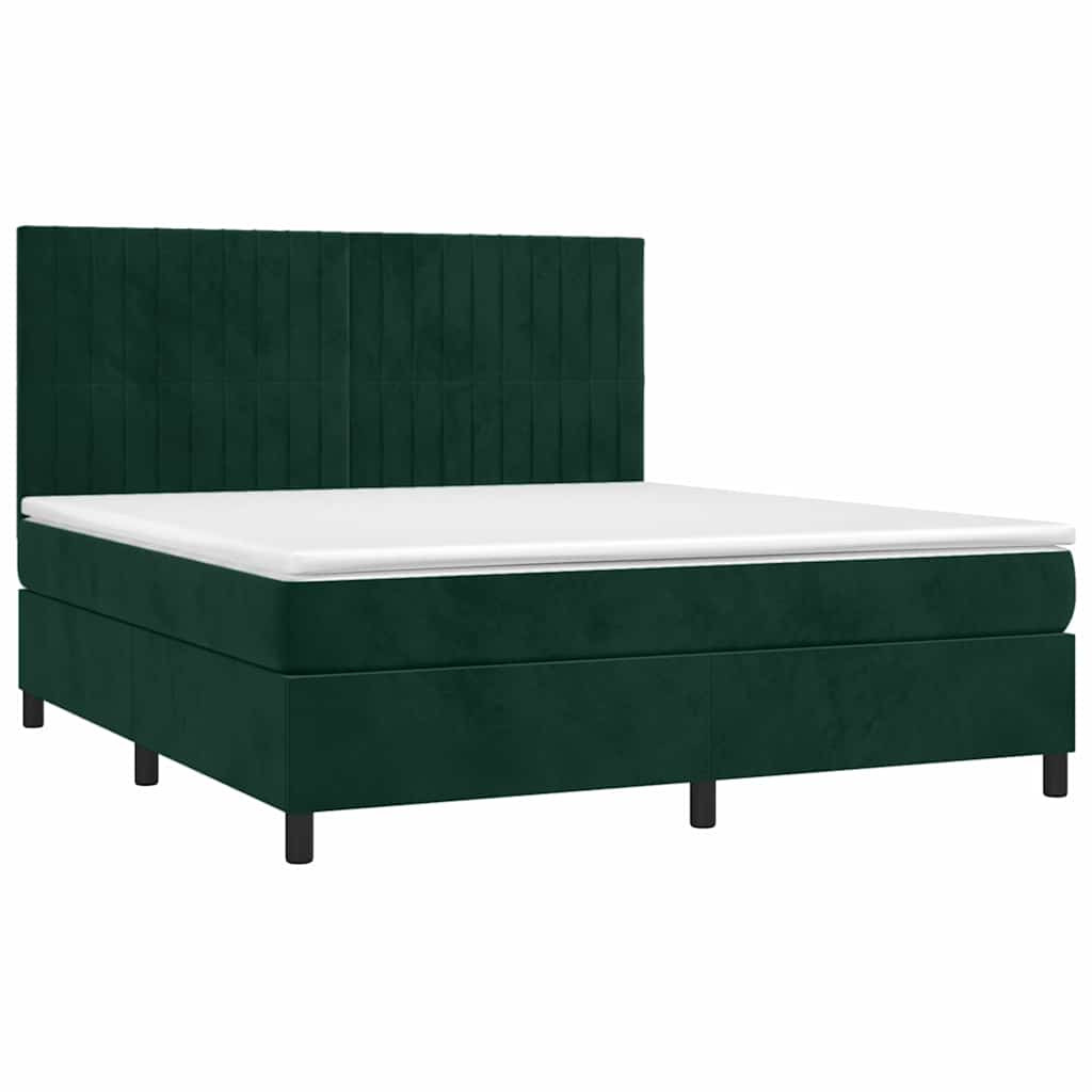 Boxspring met matras en LED fluweel donkergroen 160x200 cm is nu te koop bij PeponiXL, paradijselijk wonen!