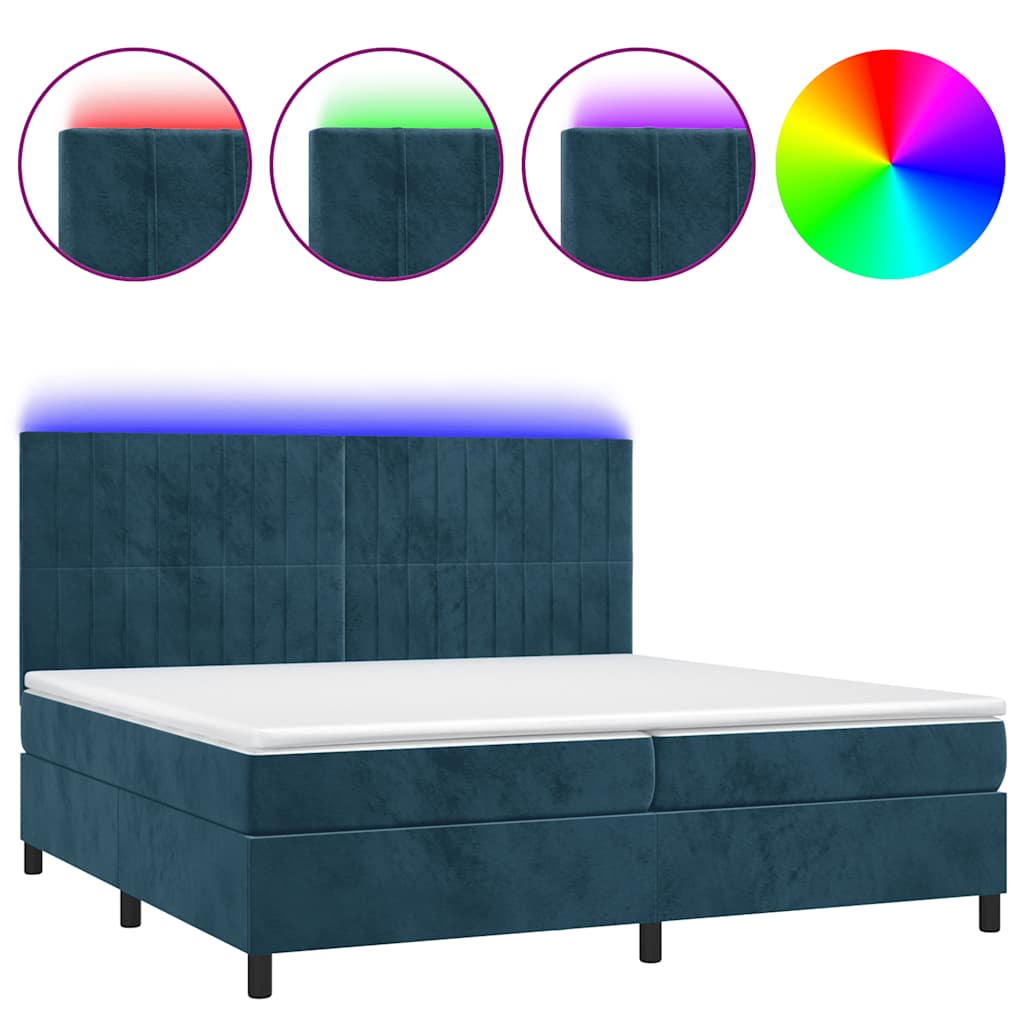 Boxspring met matras en LED fluweel donkerblauw 200x200 cm is nu te koop bij PeponiXL, paradijselijk wonen!