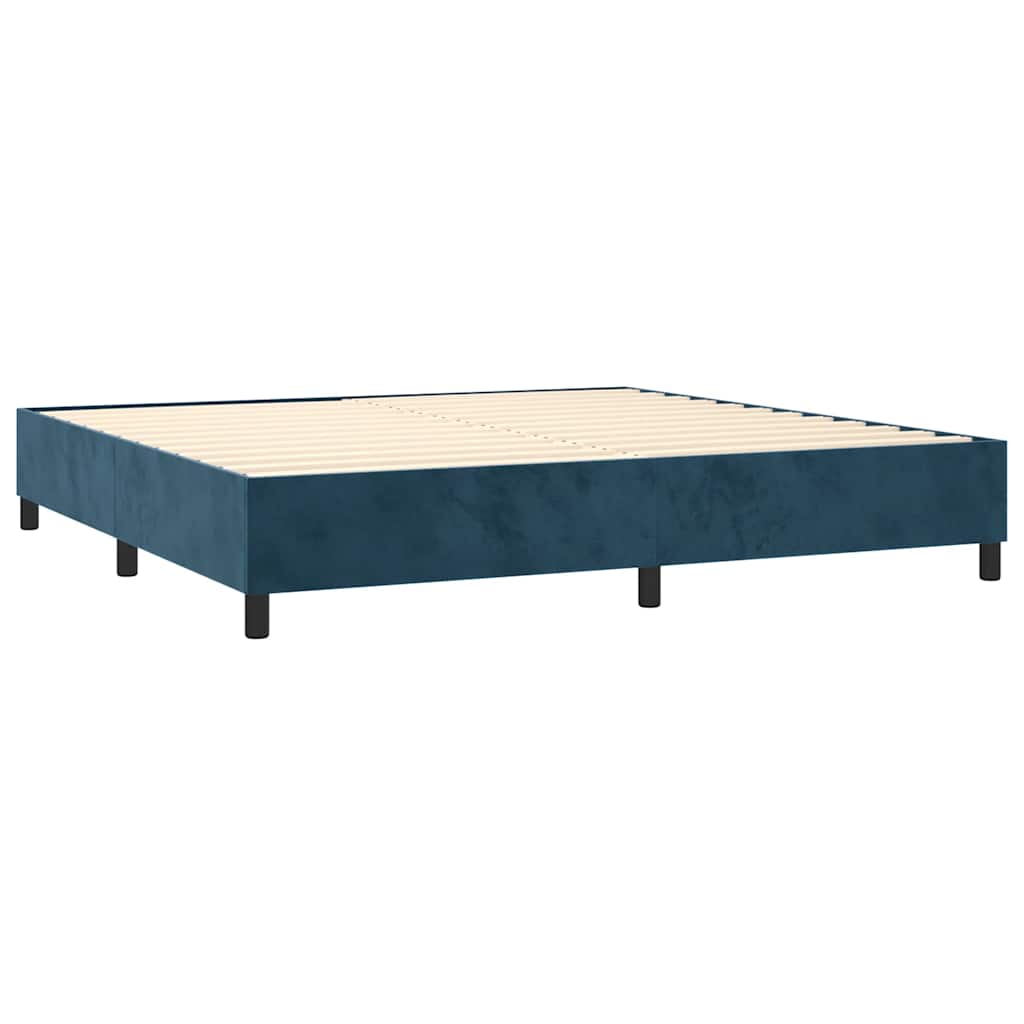 Boxspring met matras en LED fluweel donkerblauw 200x200 cm is nu te koop bij PeponiXL, paradijselijk wonen!