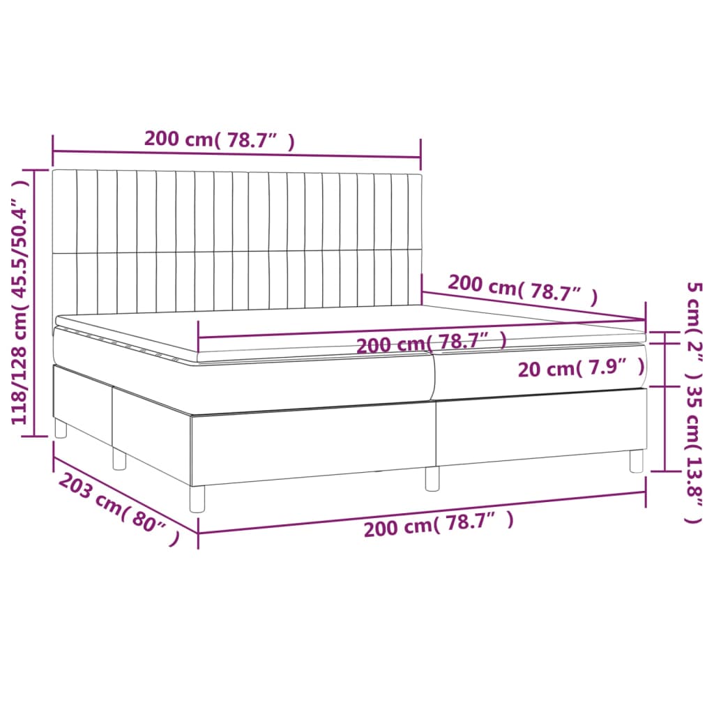 Boxspring met matras en LED fluweel donkerblauw 200x200 cm is nu te koop bij PeponiXL, paradijselijk wonen!