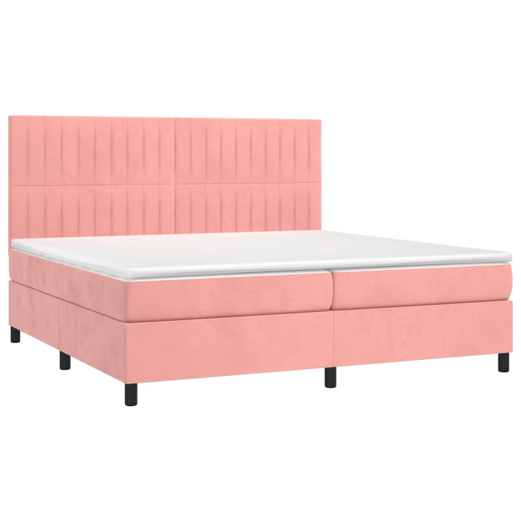 Boxspring met matras en LED fluweel roze 200x200 cm is nu te koop bij PeponiXL, paradijselijk wonen!