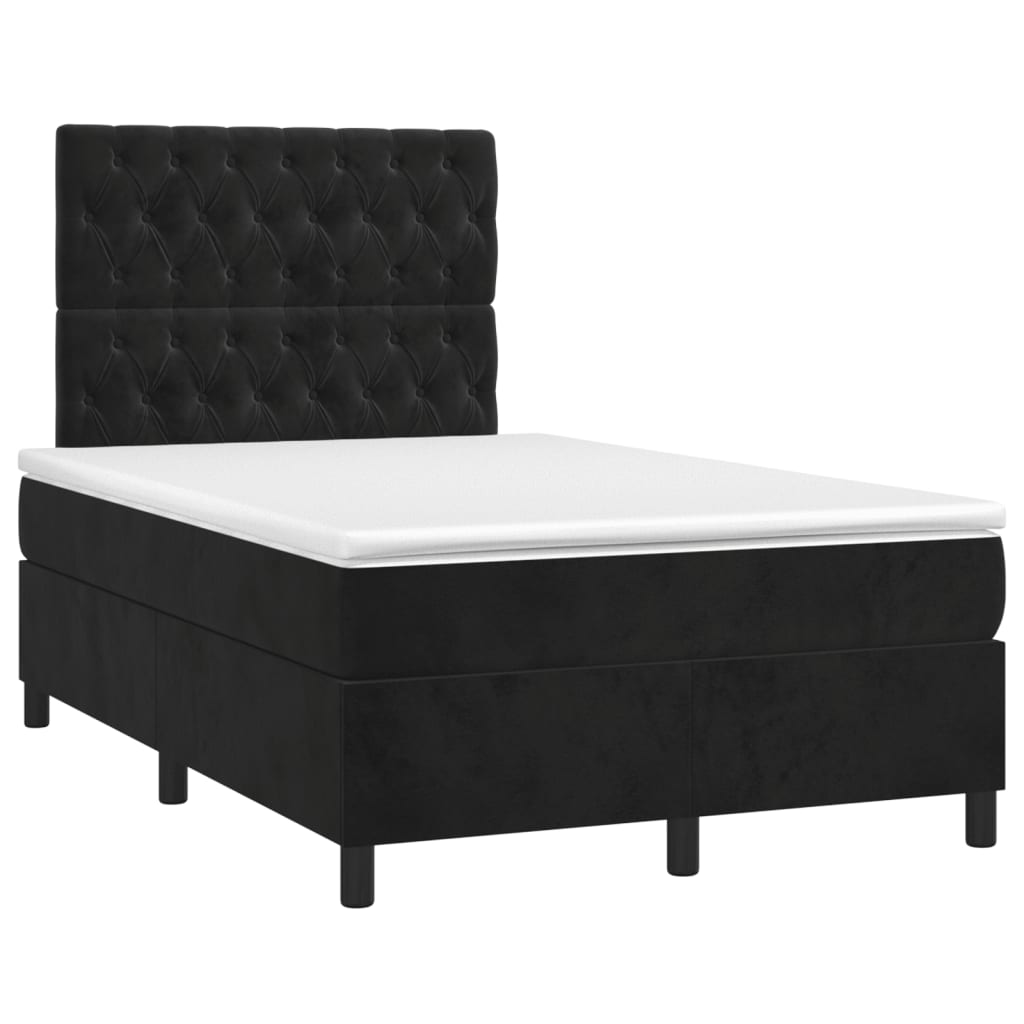 Boxspring met matras en LED fluweel zwart 120x200 cm is nu te koop bij PeponiXL, paradijselijk wonen!