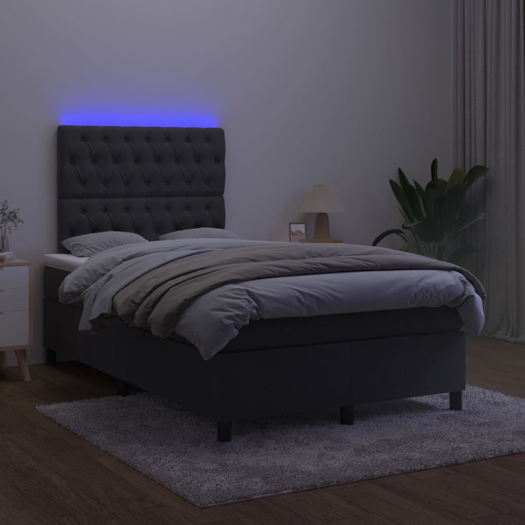 Boxspring met matras en LED fluweel zwart 120x200 cm is nu te koop bij PeponiXL, paradijselijk wonen!