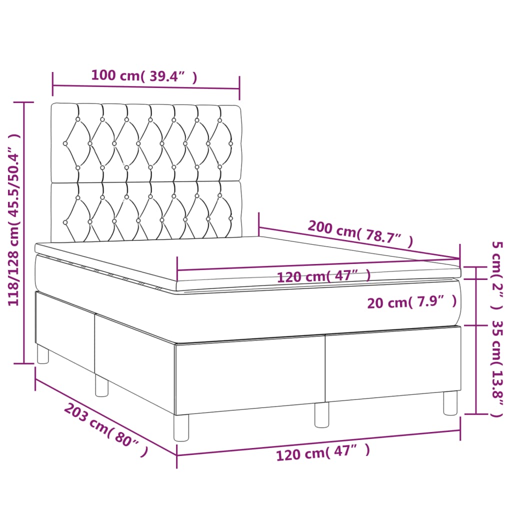 Boxspring met matras en LED fluweel zwart 120x200 cm is nu te koop bij PeponiXL, paradijselijk wonen!
