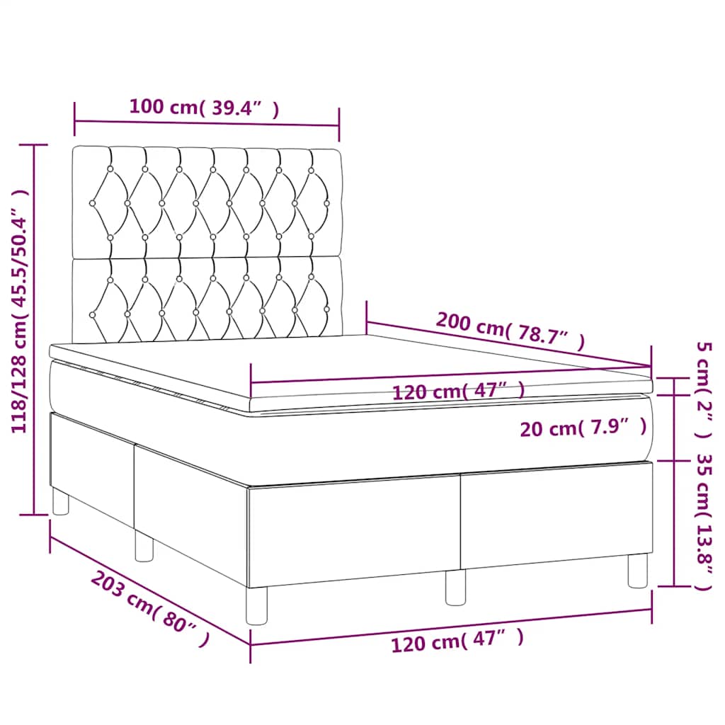 Boxspring met matras en LED fluweel donkerblauw 120x200 cm is nu te koop bij PeponiXL, paradijselijk wonen!