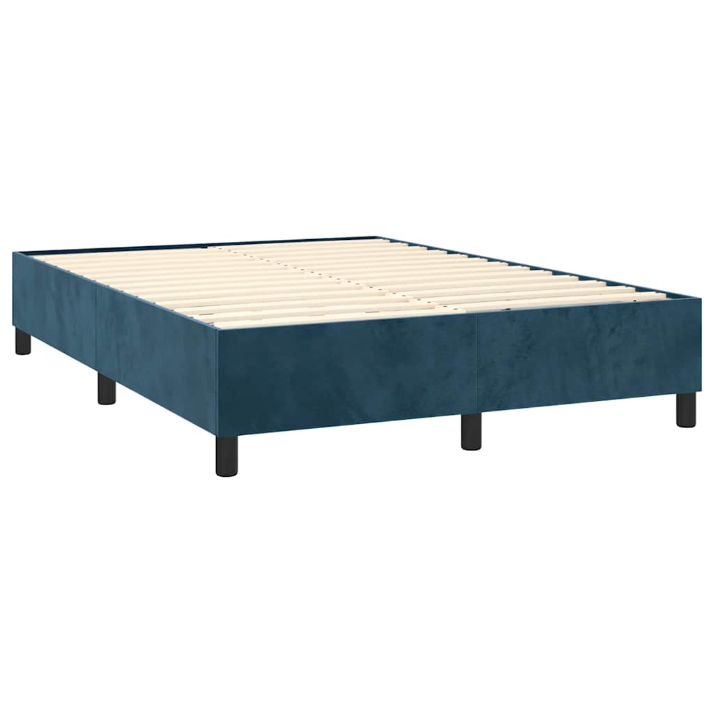 Boxspring met matras en LED fluweel donkerblauw 140x190 cm is nu te koop bij PeponiXL, paradijselijk wonen!