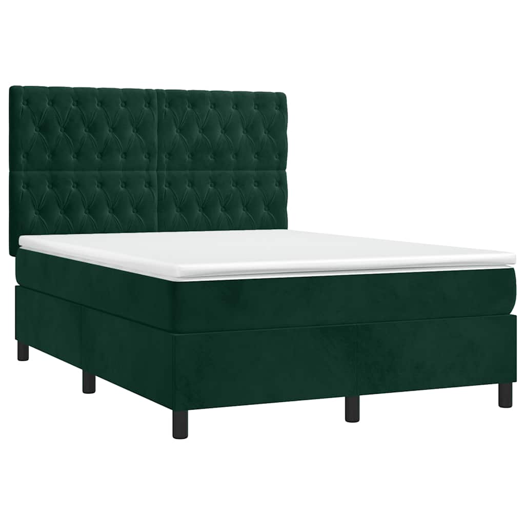 Boxspring met matras en LED fluweel donkergroen 140x200 cm is nu te koop bij PeponiXL, paradijselijk wonen!