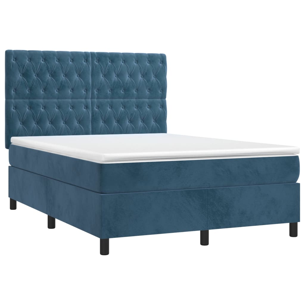 Boxspring met matras en LED fluweel donkerblauw 140x200 cm is nu te koop bij PeponiXL, paradijselijk wonen!