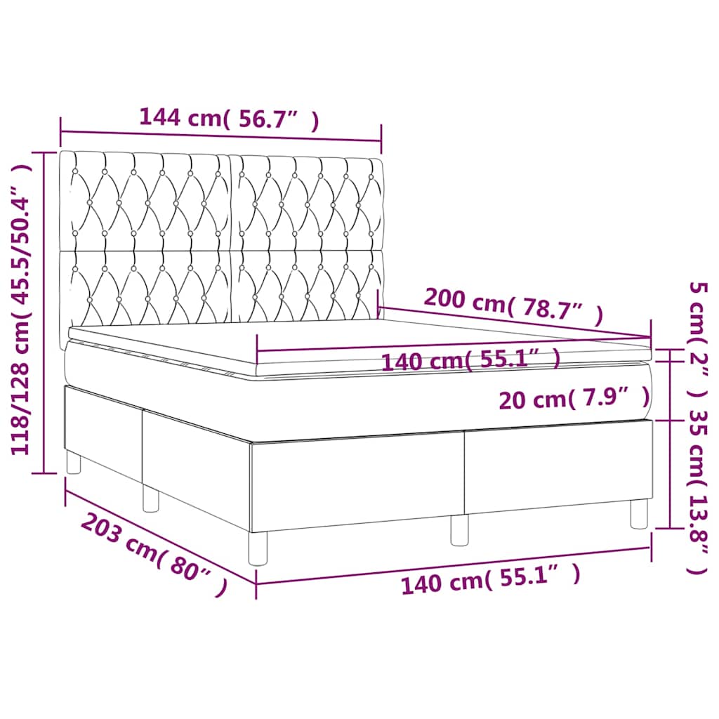 Boxspring met matras en LED fluweel donkerblauw 140x200 cm is nu te koop bij PeponiXL, paradijselijk wonen!