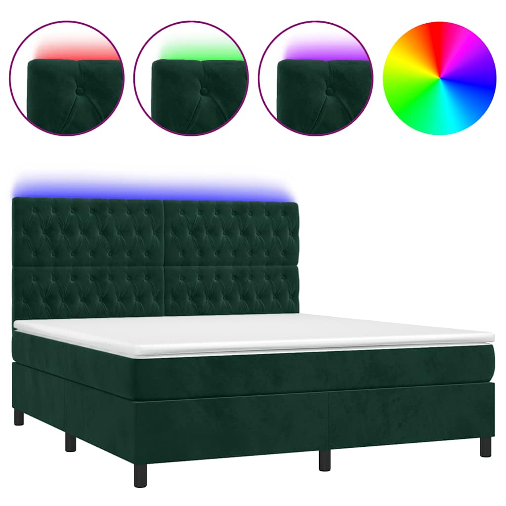 Boxspring met matras en LED fluweel donkergroen 160x200 cm is nu te koop bij PeponiXL, paradijselijk wonen!