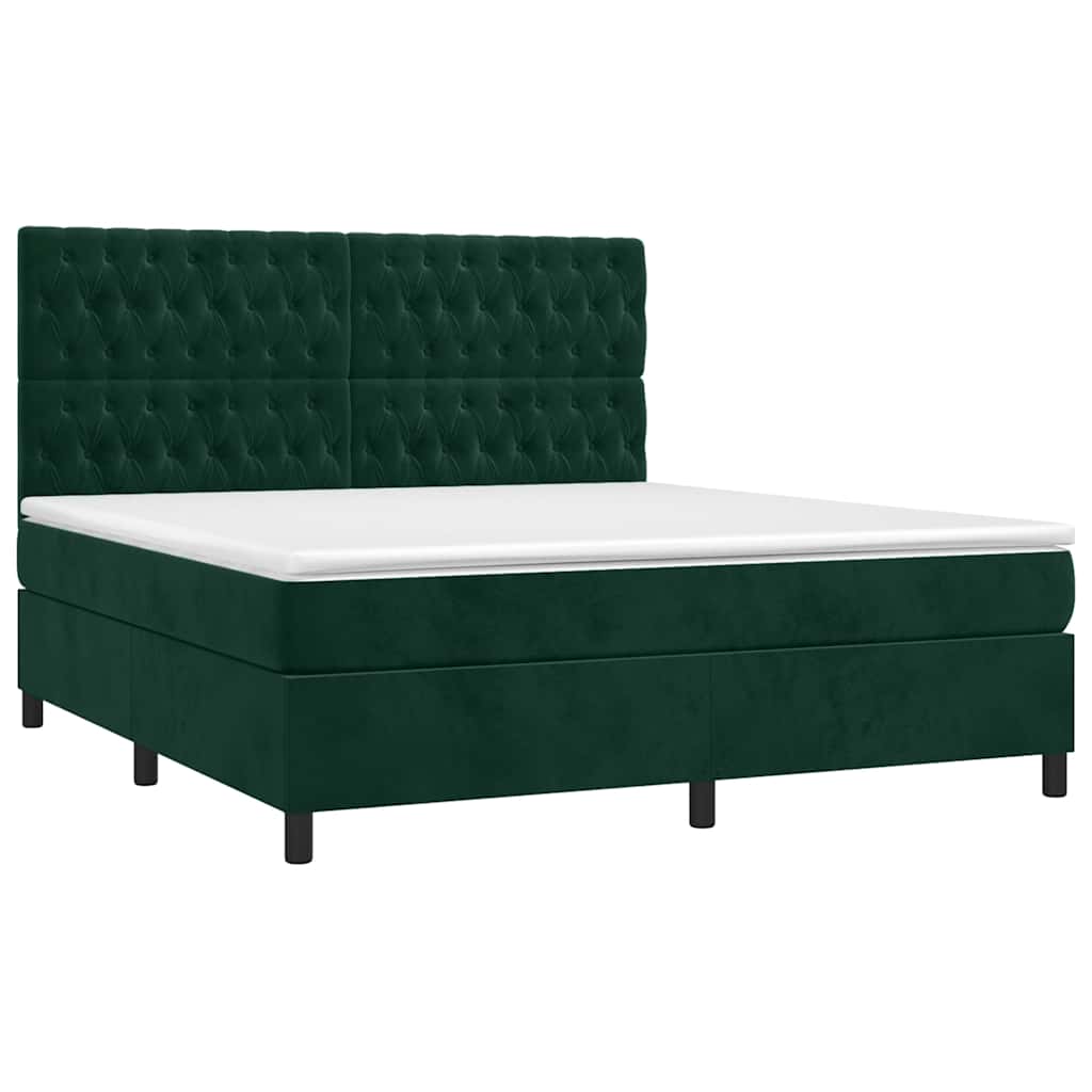 Boxspring met matras en LED fluweel donkergroen 160x200 cm is nu te koop bij PeponiXL, paradijselijk wonen!