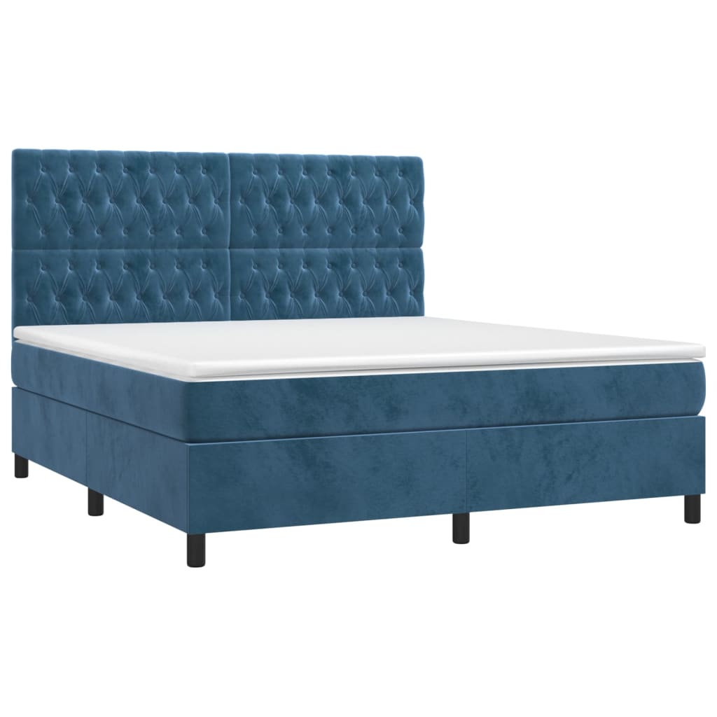Boxspring met matras en LED fluweel donkerblauw 160x200 cm is nu te koop bij PeponiXL, paradijselijk wonen!