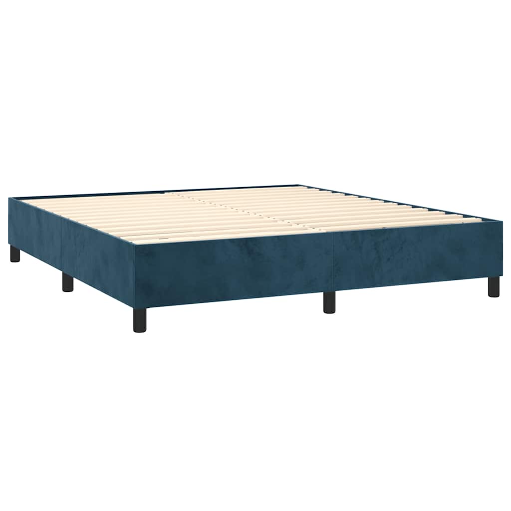 Boxspring met matras en LED fluweel donkerblauw 160x200 cm is nu te koop bij PeponiXL, paradijselijk wonen!