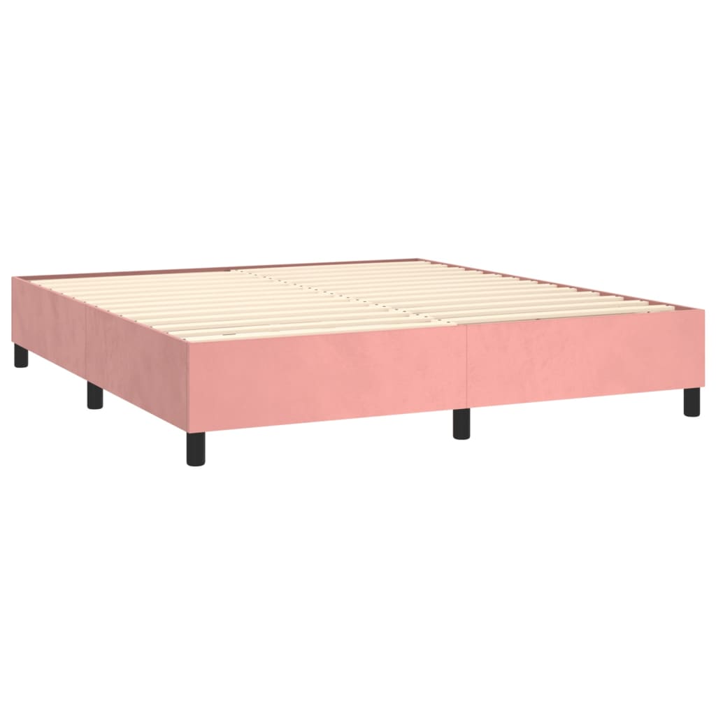 Boxspring met matras en LED fluweel roze 160x200 cm is nu te koop bij PeponiXL, paradijselijk wonen!
