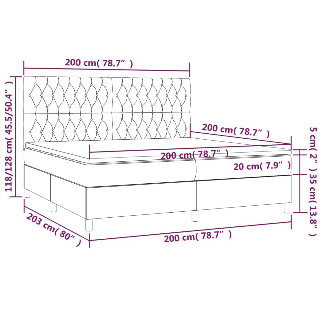 Boxspring met matras en LED fluweel donkerblauw 200x200 cm is nu te koop bij PeponiXL, paradijselijk wonen!