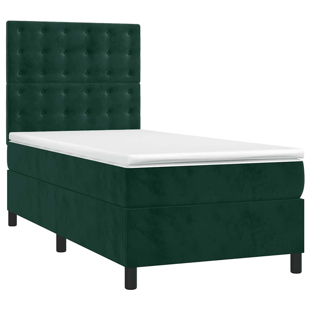 Boxspring met matras en LED fluweel donkergroen 80x200 cm is nu te koop bij PeponiXL, paradijselijk wonen!