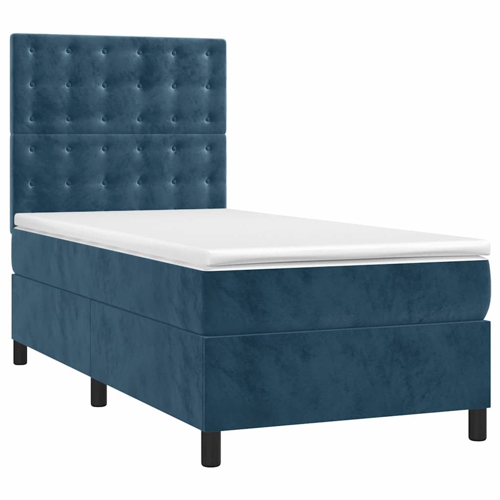 Boxspring met matras en LED fluweel donkerblauw 90x200 cm is nu te koop bij PeponiXL, paradijselijk wonen!