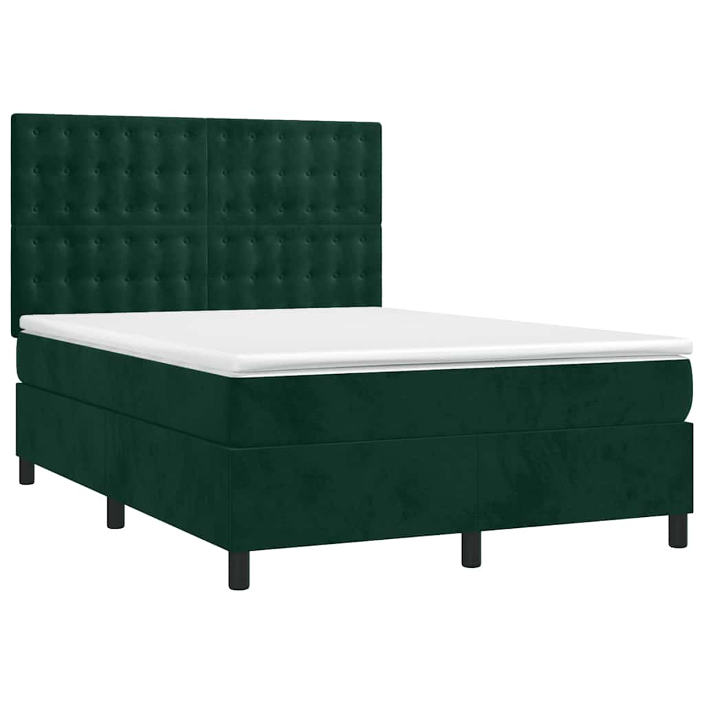 Boxspring met matras en LED fluweel donkergroen 140x200 cm is nu te koop bij PeponiXL, paradijselijk wonen!