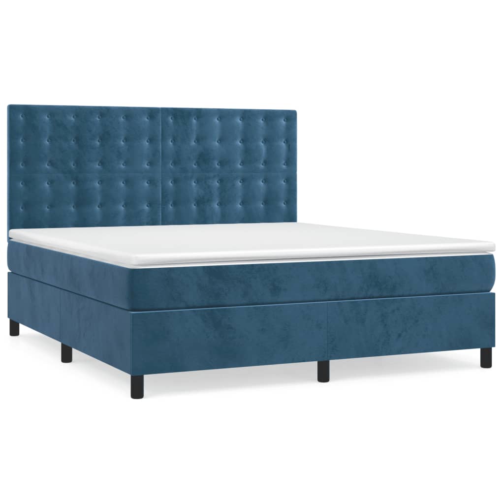 Boxspring met matras en LED fluweel donkerblauw 160x200 cm is nu te koop bij PeponiXL, paradijselijk wonen!
