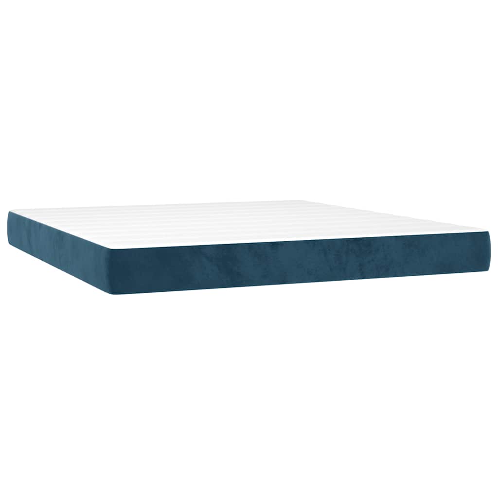 Boxspring met matras en LED fluweel donkerblauw 160x200 cm is nu te koop bij PeponiXL, paradijselijk wonen!