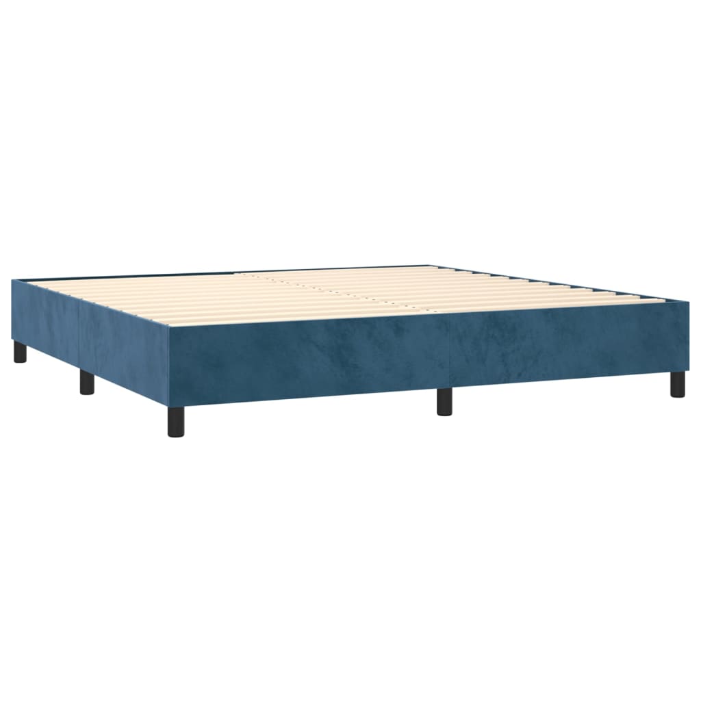 Boxspring met matras en LED fluweel donkerblauw 200x200 cm is nu te koop bij PeponiXL, paradijselijk wonen!