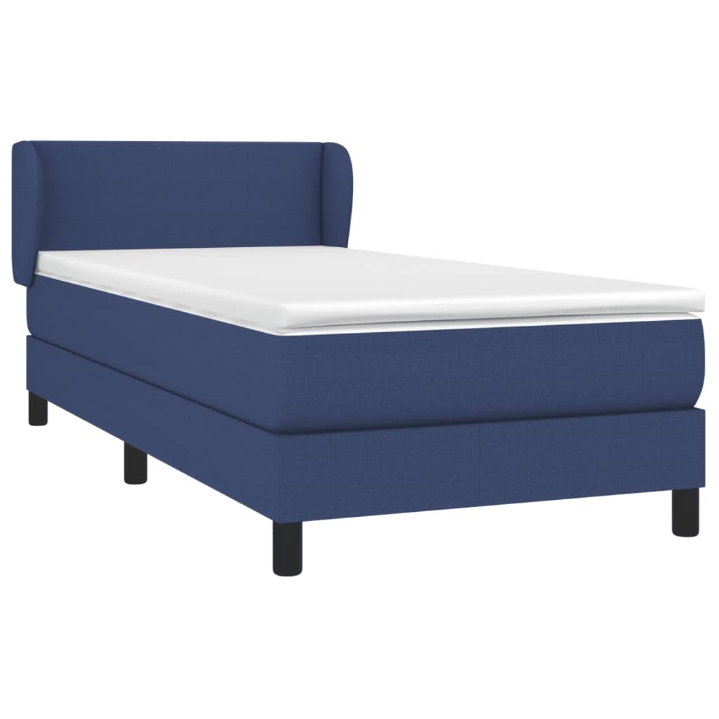 Boxspring met matras stof blauw 90x190 cm